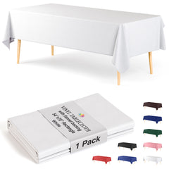 White Flannel Backed Plastic Table Cover 54 in. x 70 in.