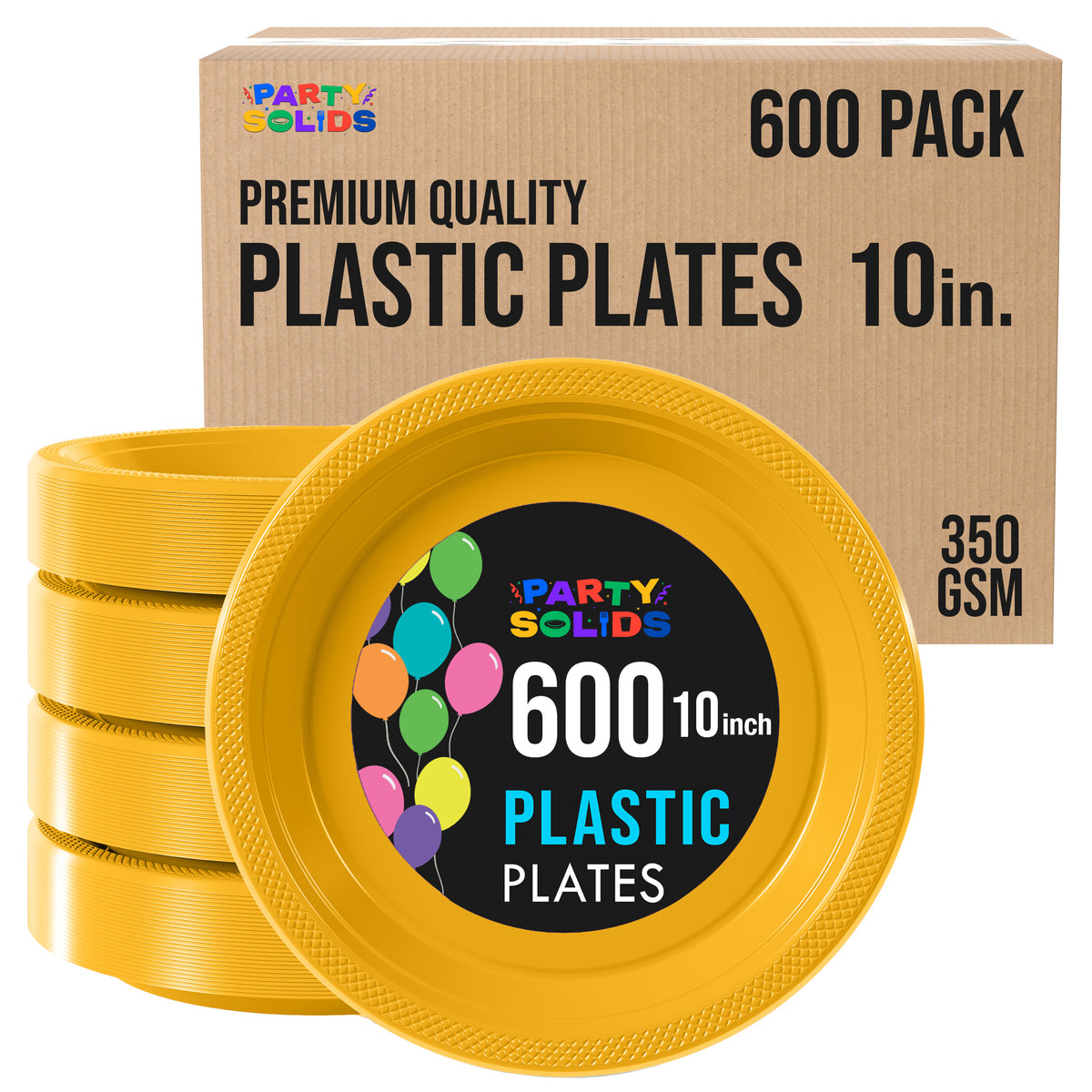 10 in. Yellow Plastic Plates | Case of 600