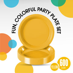 10 In. Yellow Plastic Plates | Case of 600