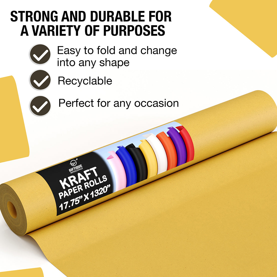 17.75" x 110' Kraft Paper Roll | Yellow