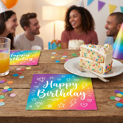 Sparkle "Happy Birthday" Lunch Napkins, Multi-Colored, 6.5-Inch, 16-Pack