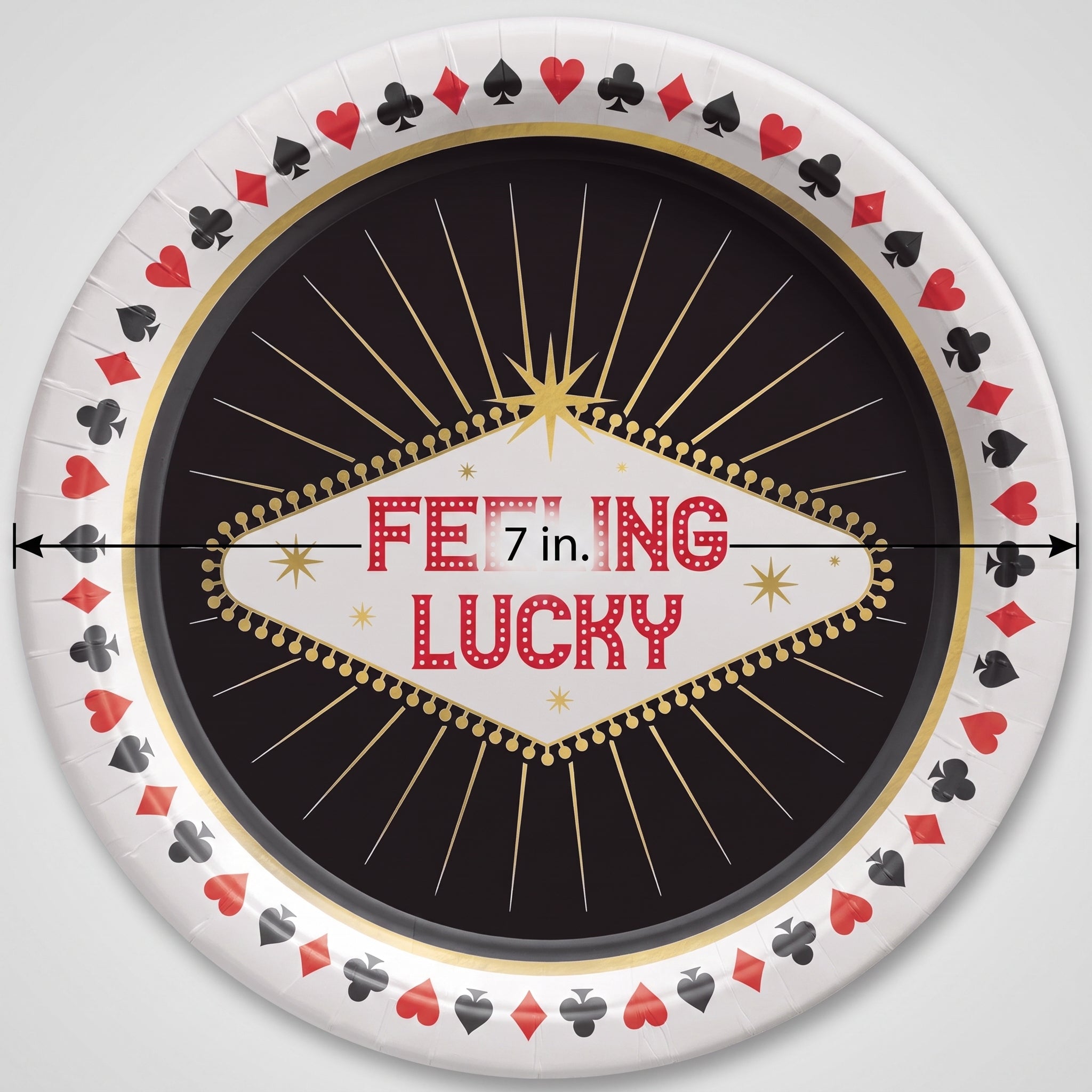 Casino "Feeling Lucky" Round Dessert Plates - 7" Paper, 8-Pack