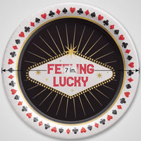 Casino "Feeling Lucky" Round Dessert Plates - 7" Paper, 8-Pack