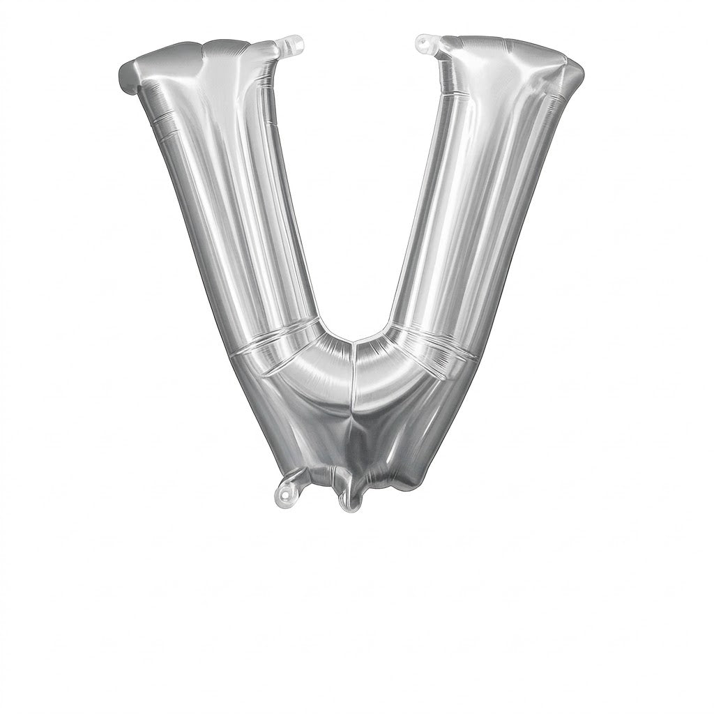 Silver Letter "V" Foil Balloon | 16" Air-Filled