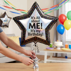 Star-Shaped Foil Balloon - It's All About Me Birthday