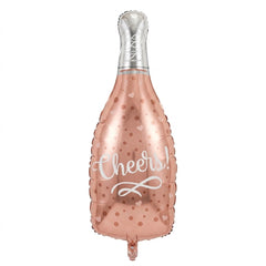 "Cheers" Rose Gold Champagne Bottle Foil Balloon - Air-Filled