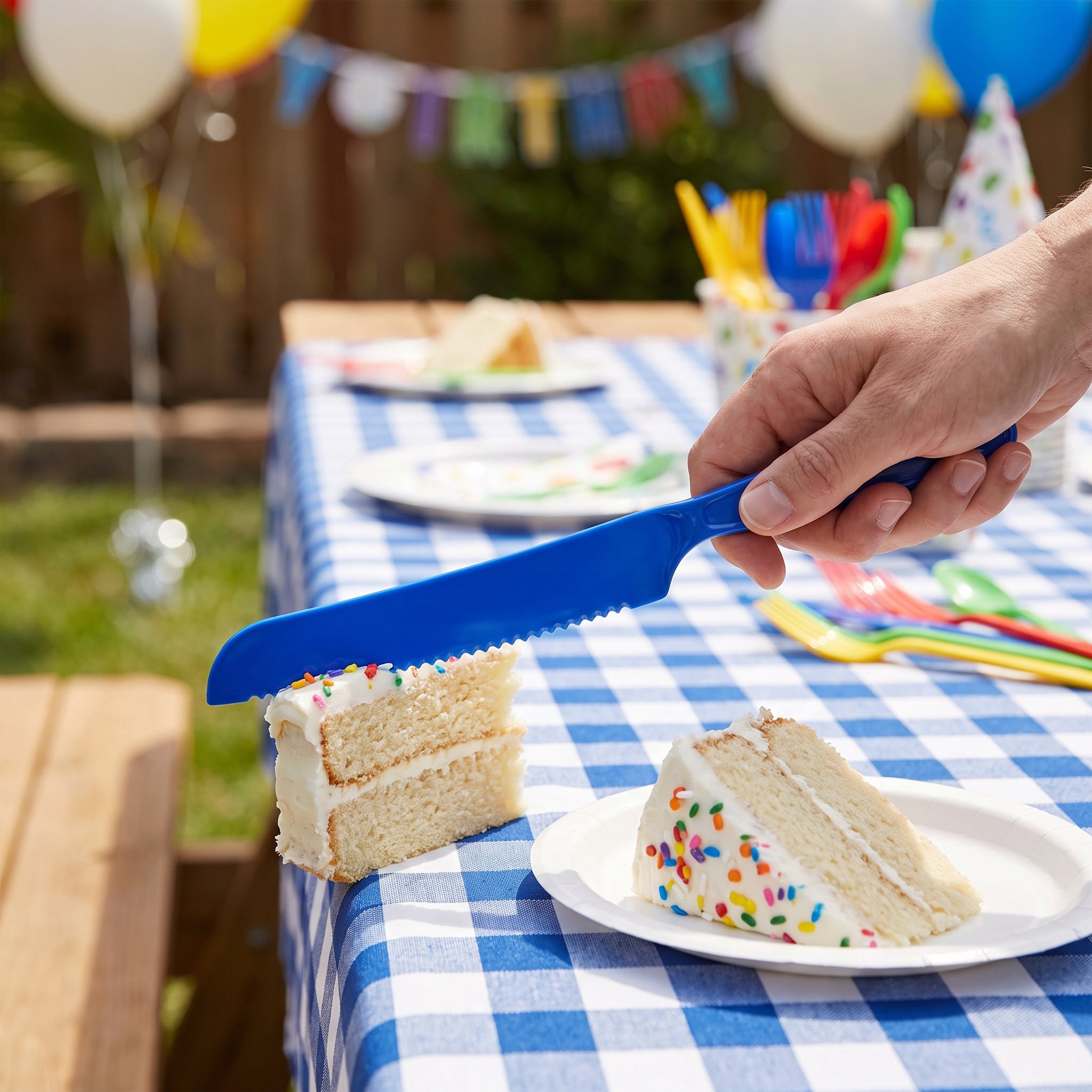 Bright Royal Blue Plastic Knife - 7.5 in.