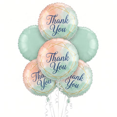 Elegant Metallic Thank You Foil Balloon Bouquet - 5 Piece Set