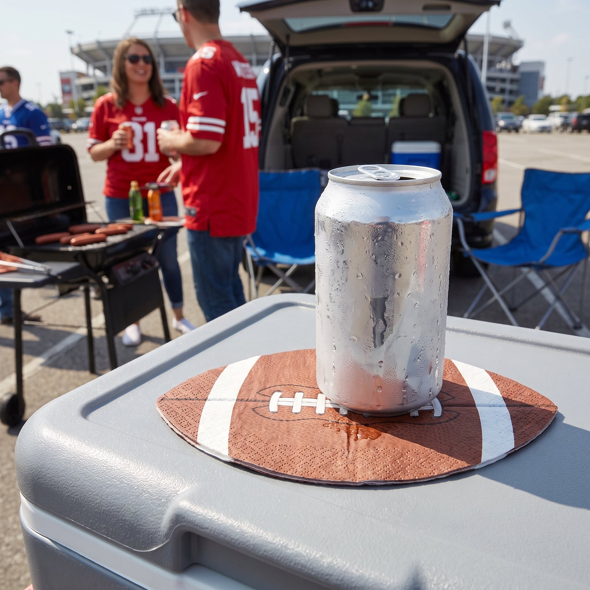 Football Shaped Beverage Napkins - 6.5 In. x 6.5 In. - 40 Pack