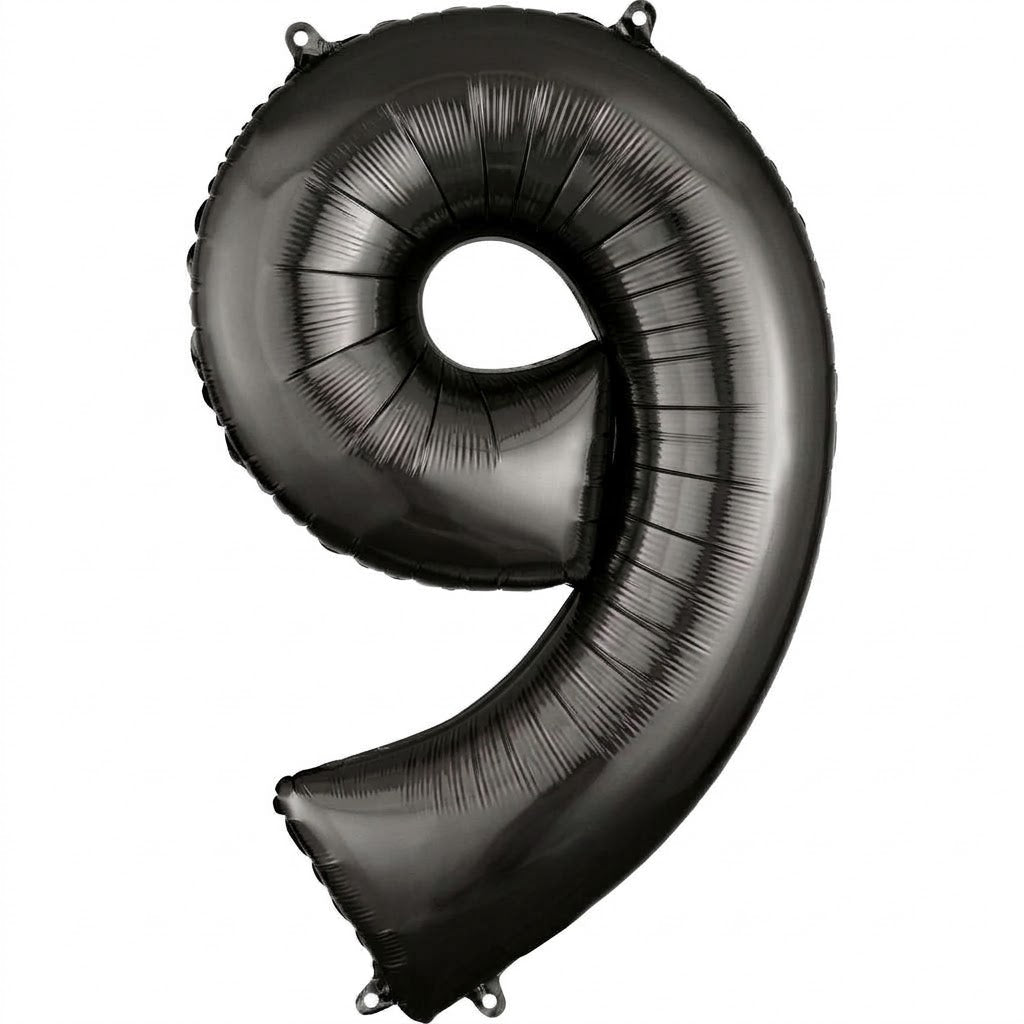 Black Number "9" Foil Balloon | 34"