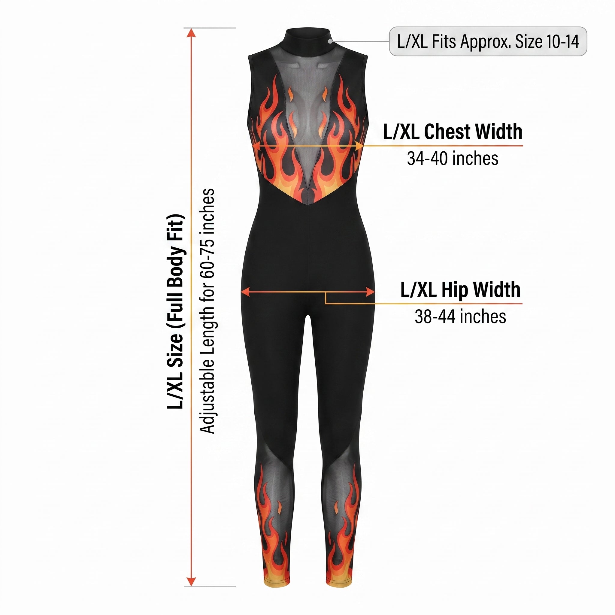 Fiery Devil Flames Catsuit Costume - L/XL