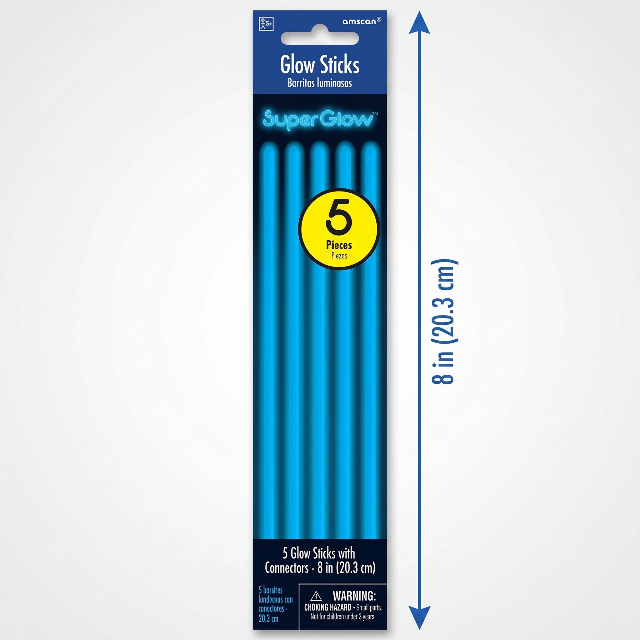 Amscan Blue Neon Glow Sticks, 8 Inch, 5-Pack