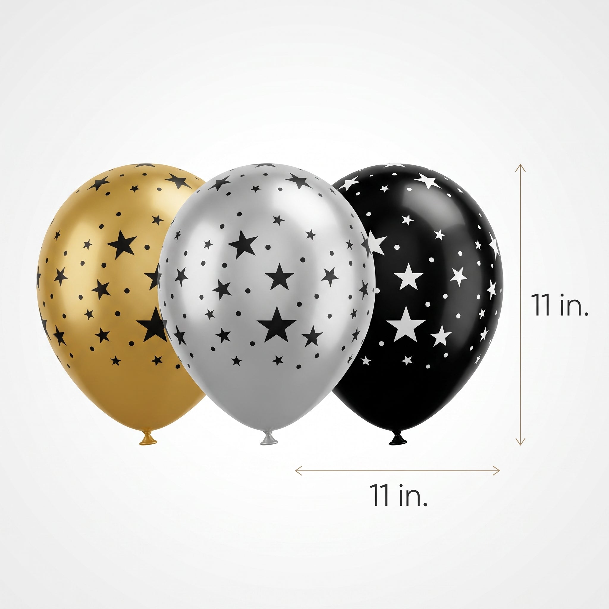 Metallic Star & Confetti Printed Latex Balloons, 11-Inch, 15-Pack