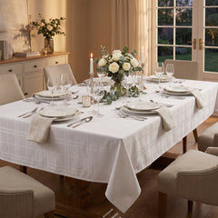Elegant White Fabric Table Cover - 60x104 Inches