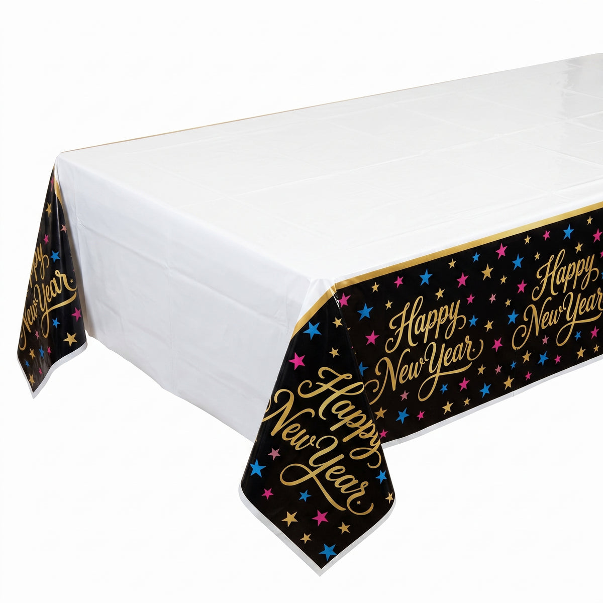 Starlight New Year's Eve Plastic Table Cover - 54x102 inches