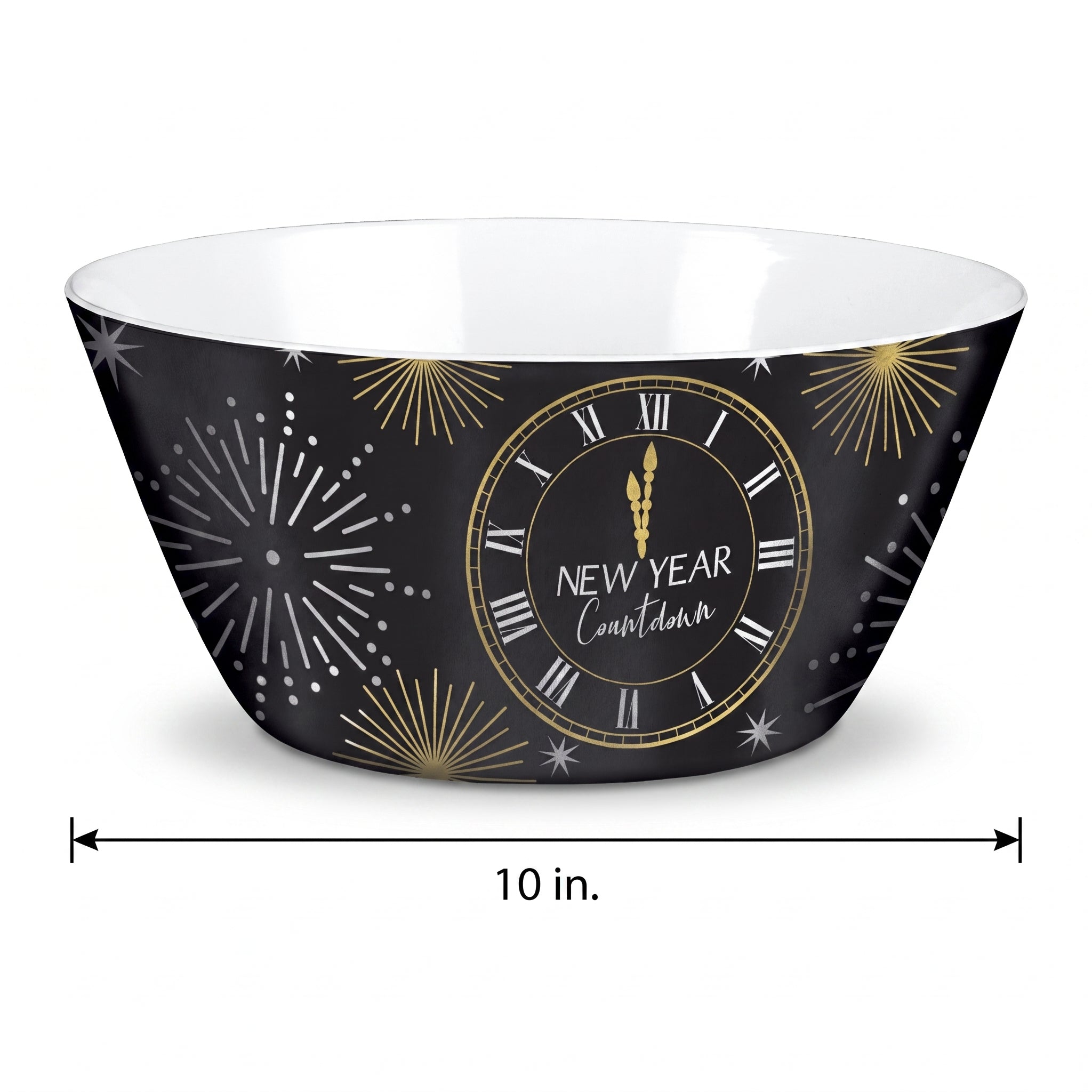"New Year Countdown" Large Melamine Serving Bowl, 10-inch