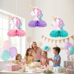 Enchanted Unicorn Honeycomb Hanging Decorations - 3 Pack