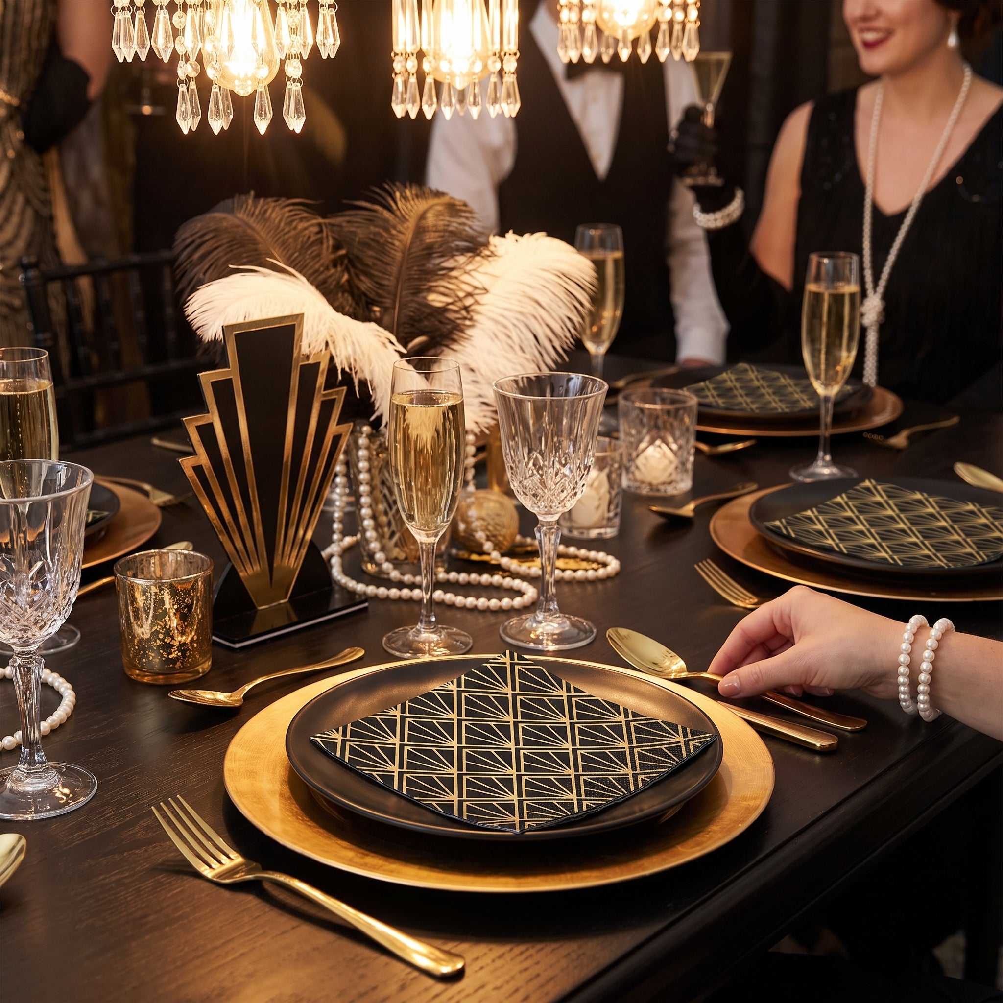 Glamorous Hollywood Metallic Lunch Napkins - 6.5 In. x 6.5 In., 16-Pack