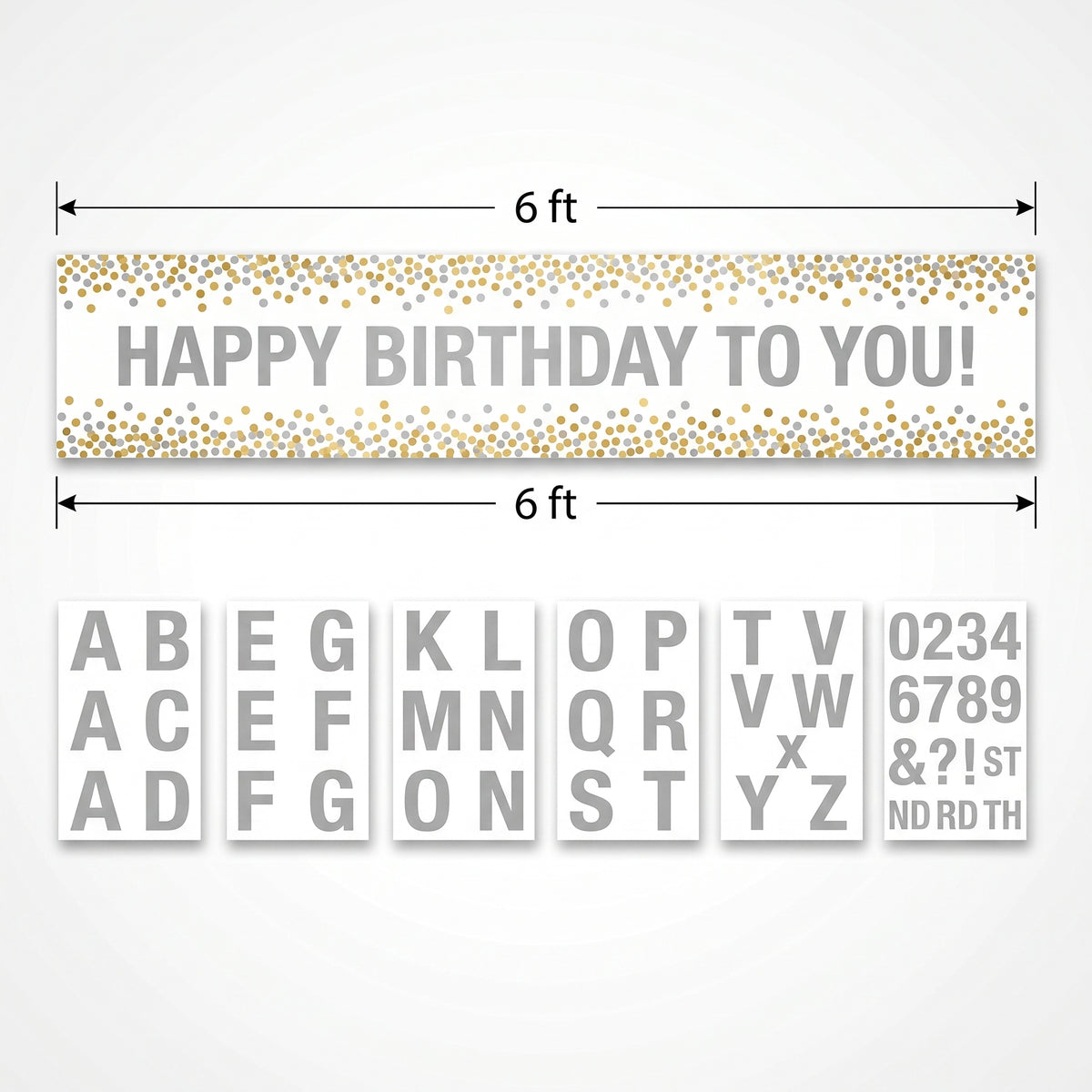 Customizable Gold & Silver Confetti Dot Banner