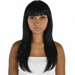 Sleek Black Wig with Stylish Bangs