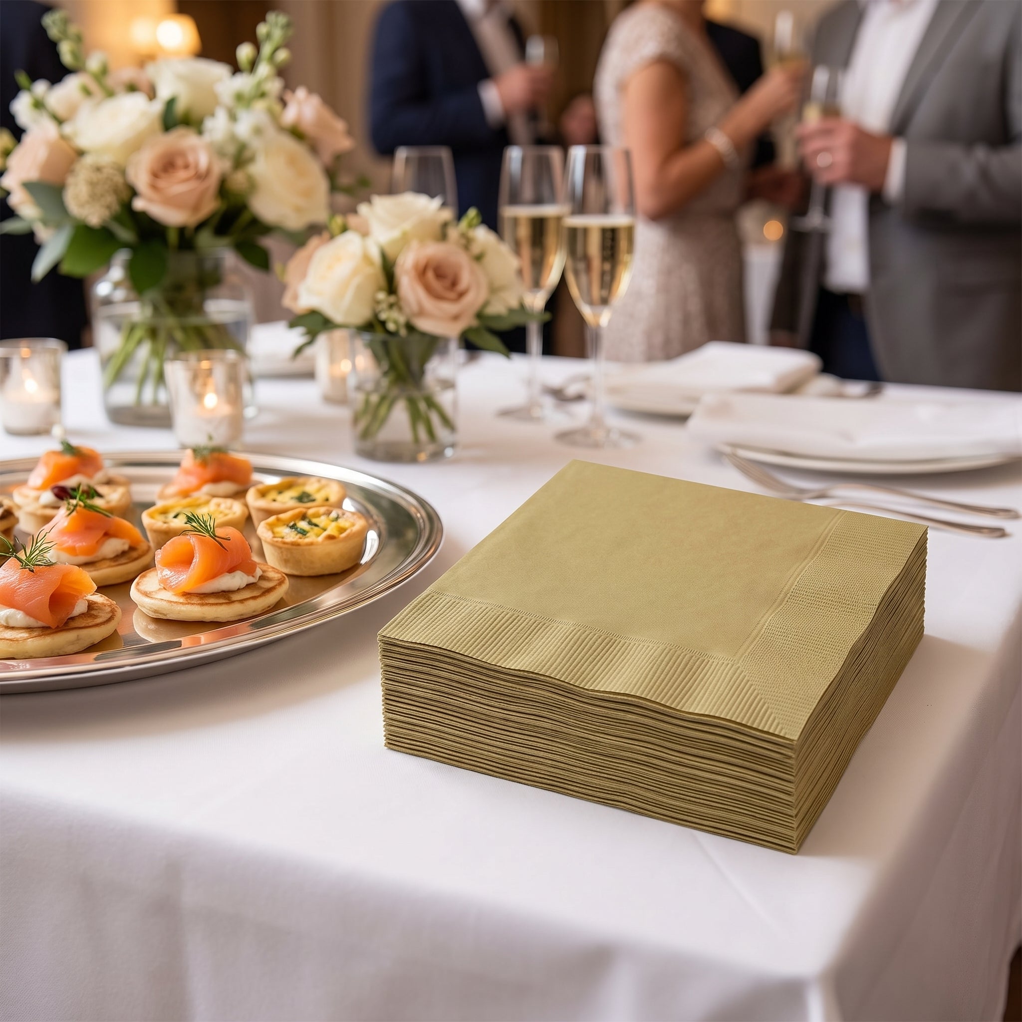 Gold Go Brightly Lunch Napkins - 6.5 in. x 6.5 in. - 32 Count
