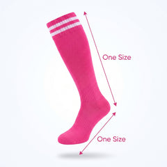 Bright Pink Striped Knee-High Athletic Socks