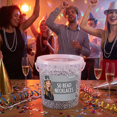 Silver Beaded Necklaces - 50 Pack, 30-inch