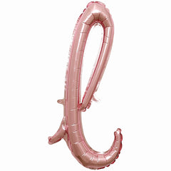 Rose Gold Script Letter Balloon - Lowercase "L", 8-Inch Foil, Air-Filled
