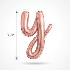 Rose Gold Script Letter Balloon - 'Y' 8-Inch Foil, Air-Filled