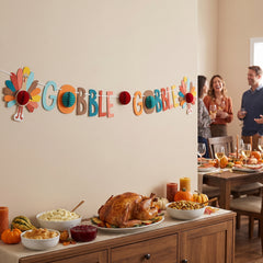 Festive "Gobble Gobble" Turkey Day Banner