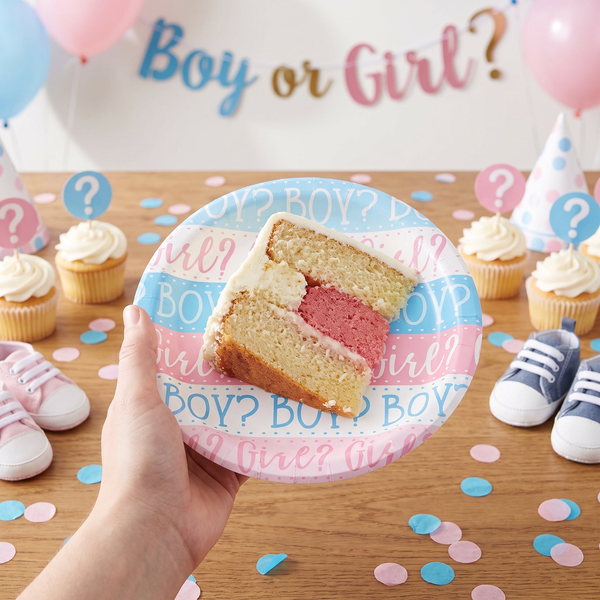 Gender Reveal Party Plates - 6.75" Pink & Blue Design