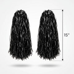 Black Team Spirit Pom-Poms, 2-Pack