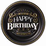 Better with Age Birthday Round Plates, Black/Gold, 10.5-Inch, 8-Pack