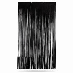 Elegant Black Metallic Door Curtain – 3' x 8'