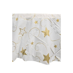 Round Gold Star Printed Plastic Table Covers | 12 Pack