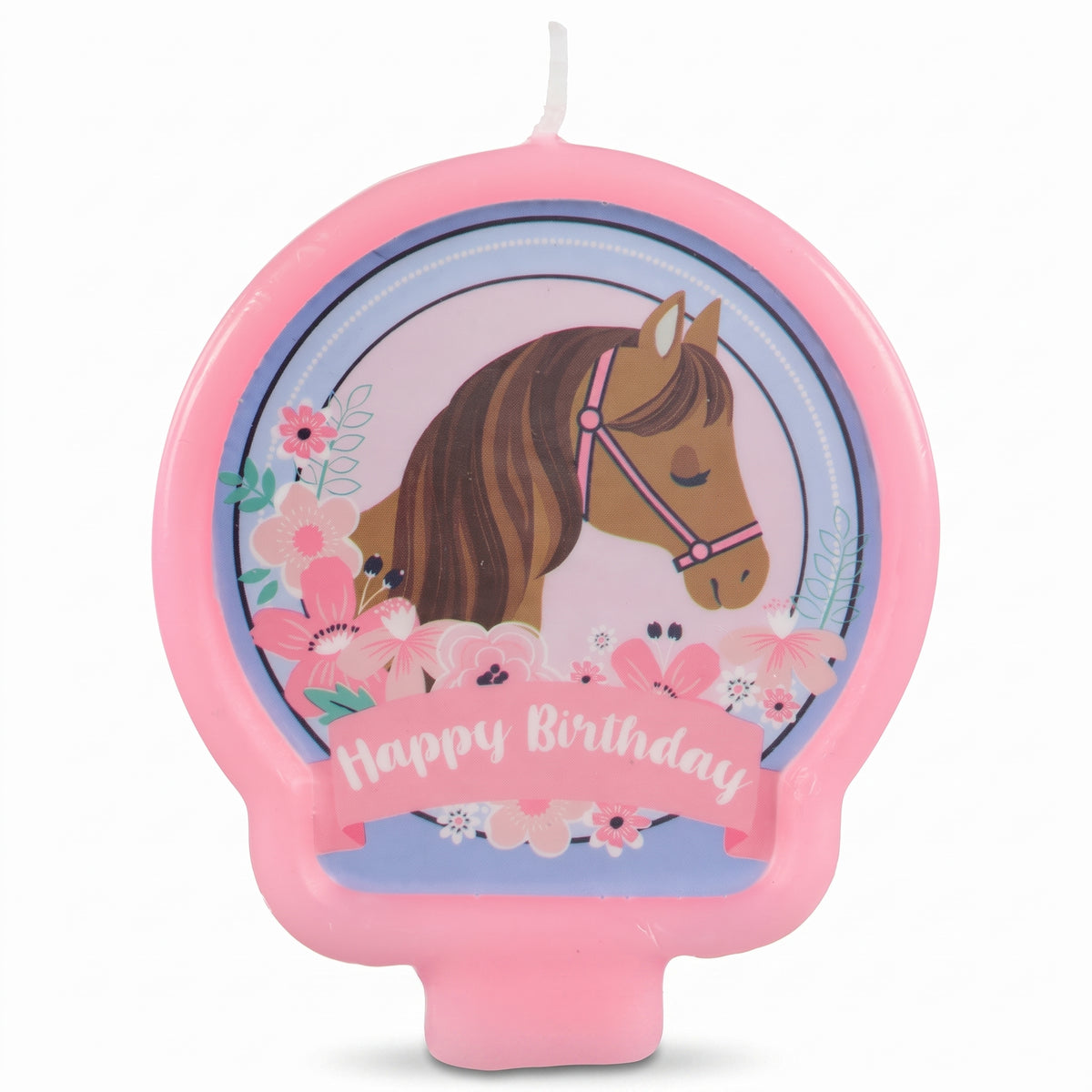 Saddle Up Horse Birthday Candle, Pink/Blue, 1.25-in