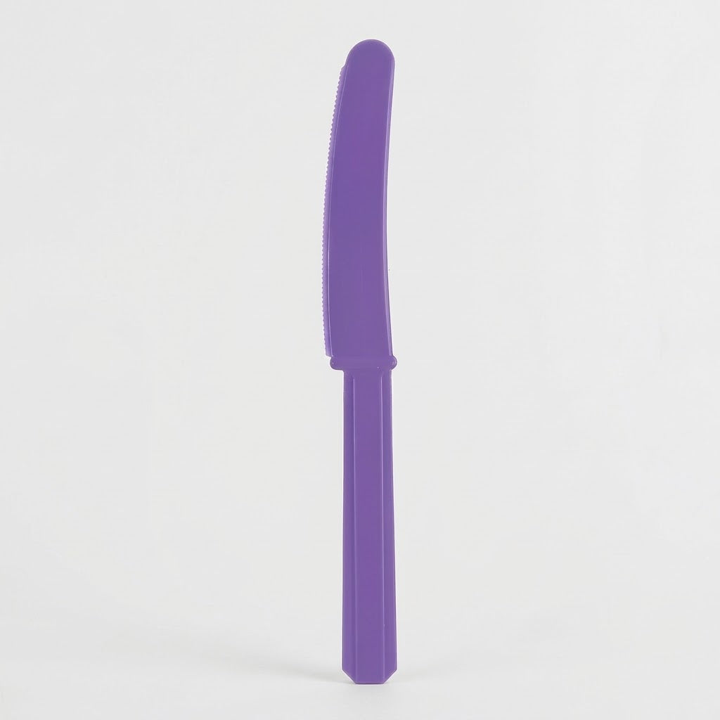 Purple Plastic Economy Knives - Solid Color Cutlery - 7.5 in.
