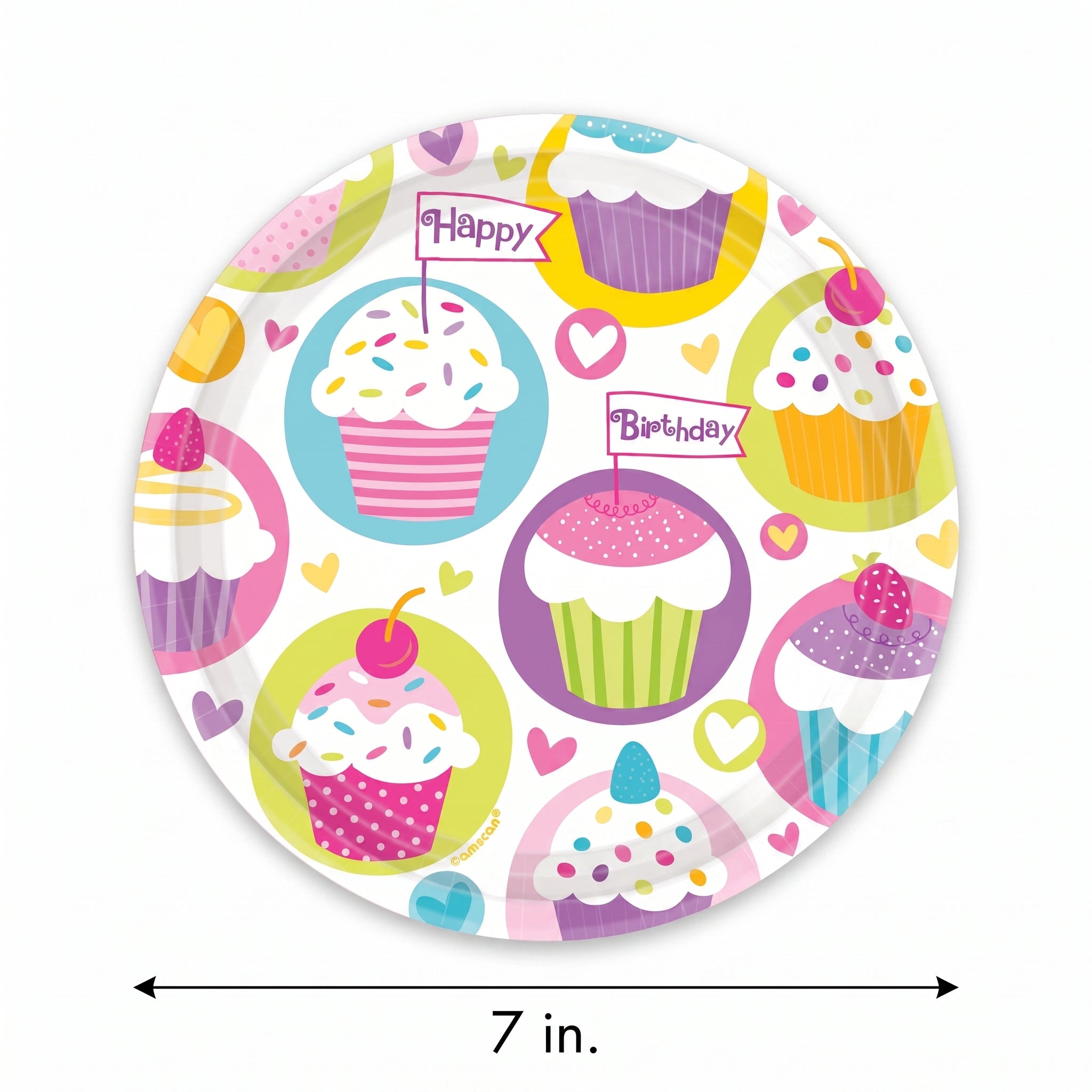 Cupcake Party 7" Round Paper Plates