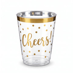 Cheers to a New Year 9oz Plastic Tumblers - Gold Polka Dot Design, 30 Pack