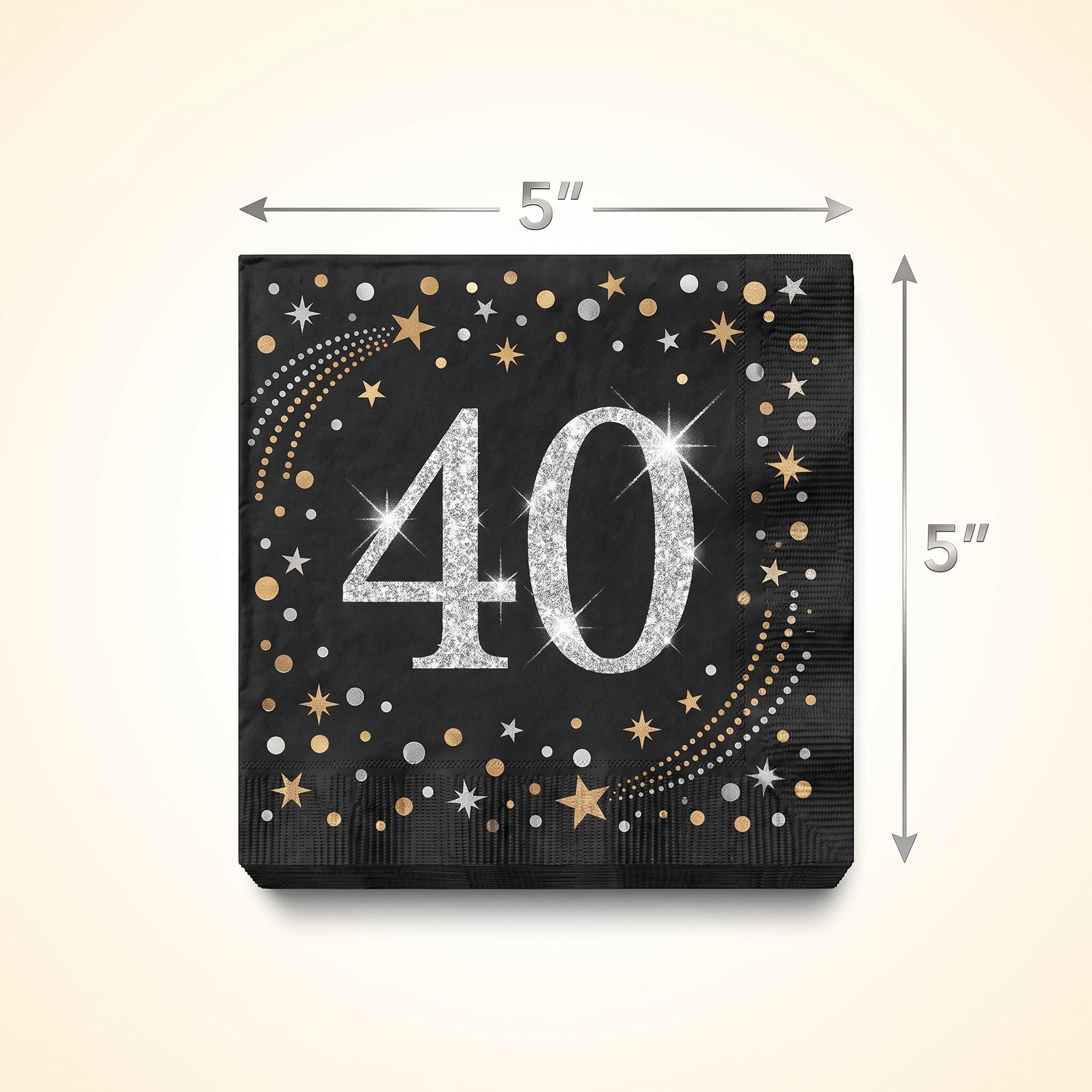 Sparkling Celebration Beverage Napkins - 40 Pack - 5 In. X 5 In.