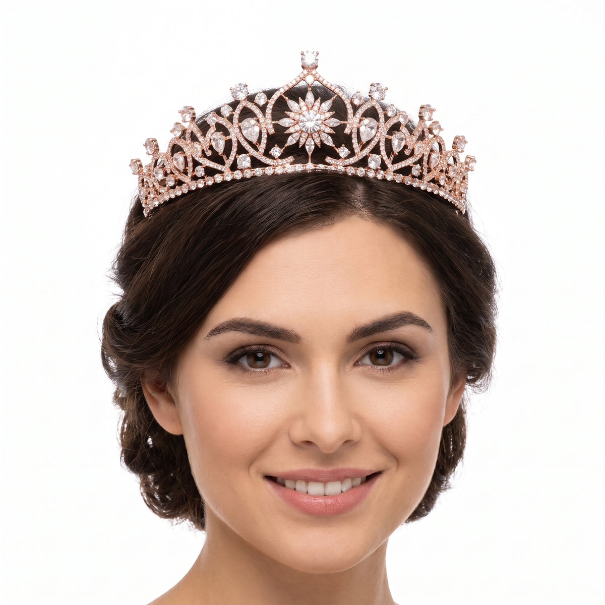 Elegant Rose Gold Gemstone Tiara for Weddings