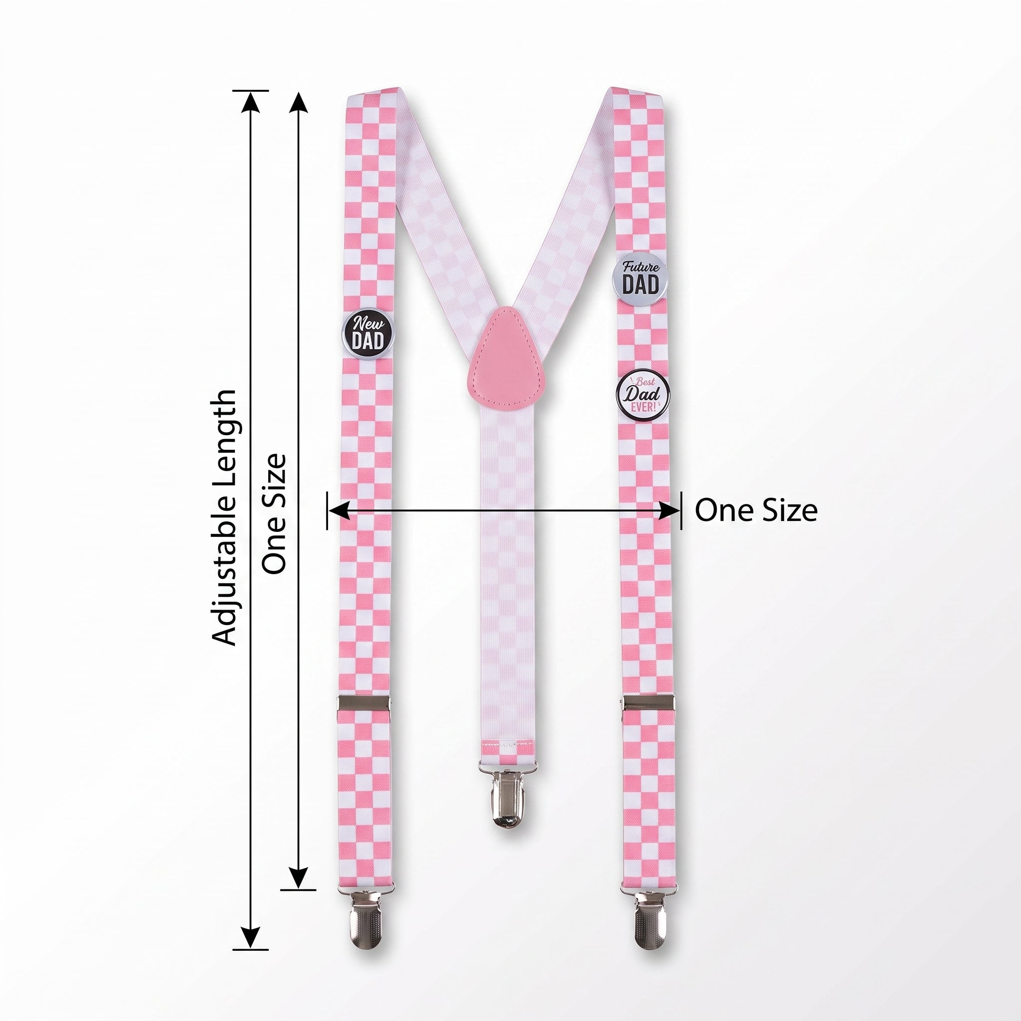 "Future Dad" Pink Checkered Suspenders for Baby Showers