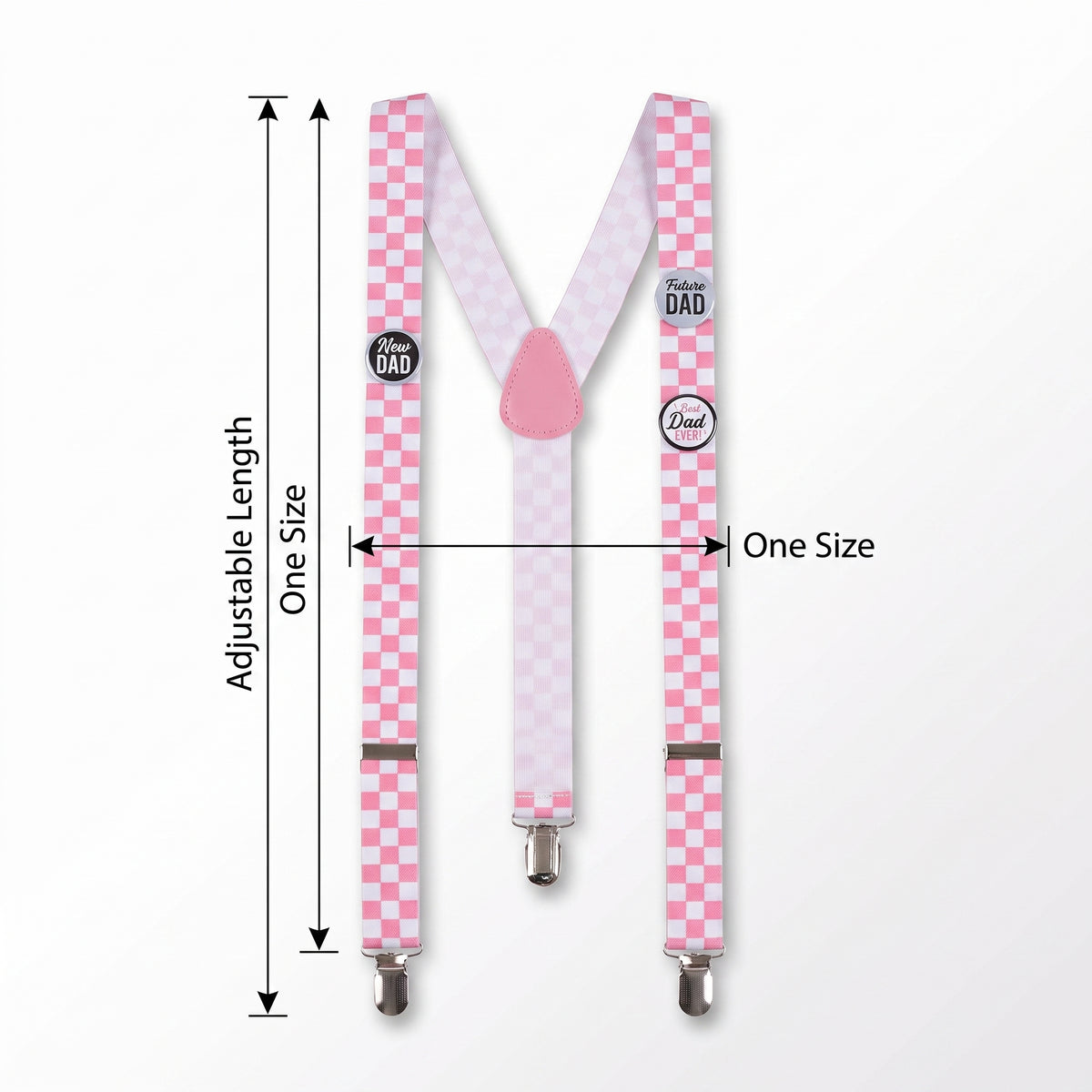 "Future Dad" Pink Checkered Suspenders for Baby Showers