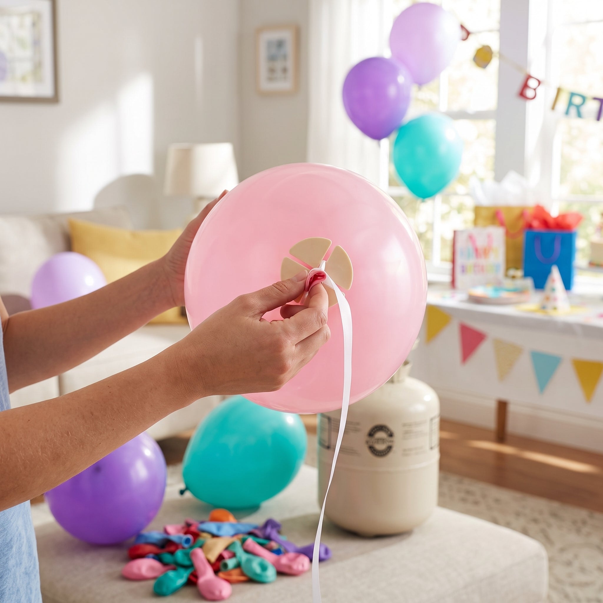 Essential Latex Balloon Ties with Ribbon - Pack of 50