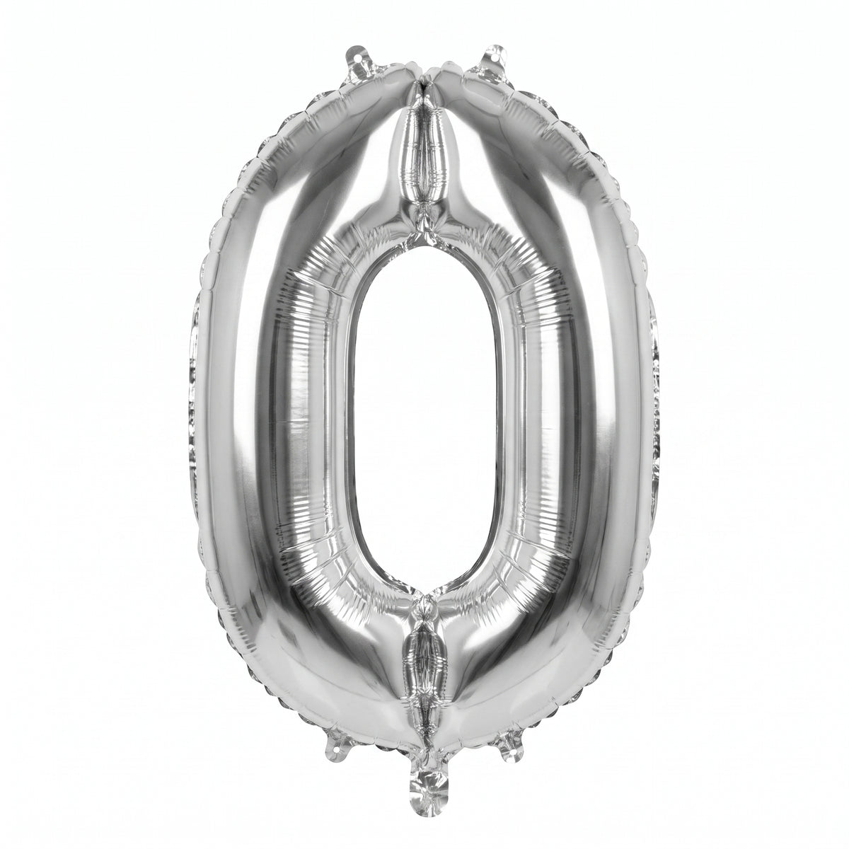 Silver Foil Number 0 Balloon - Air-Filled Metallic Decor