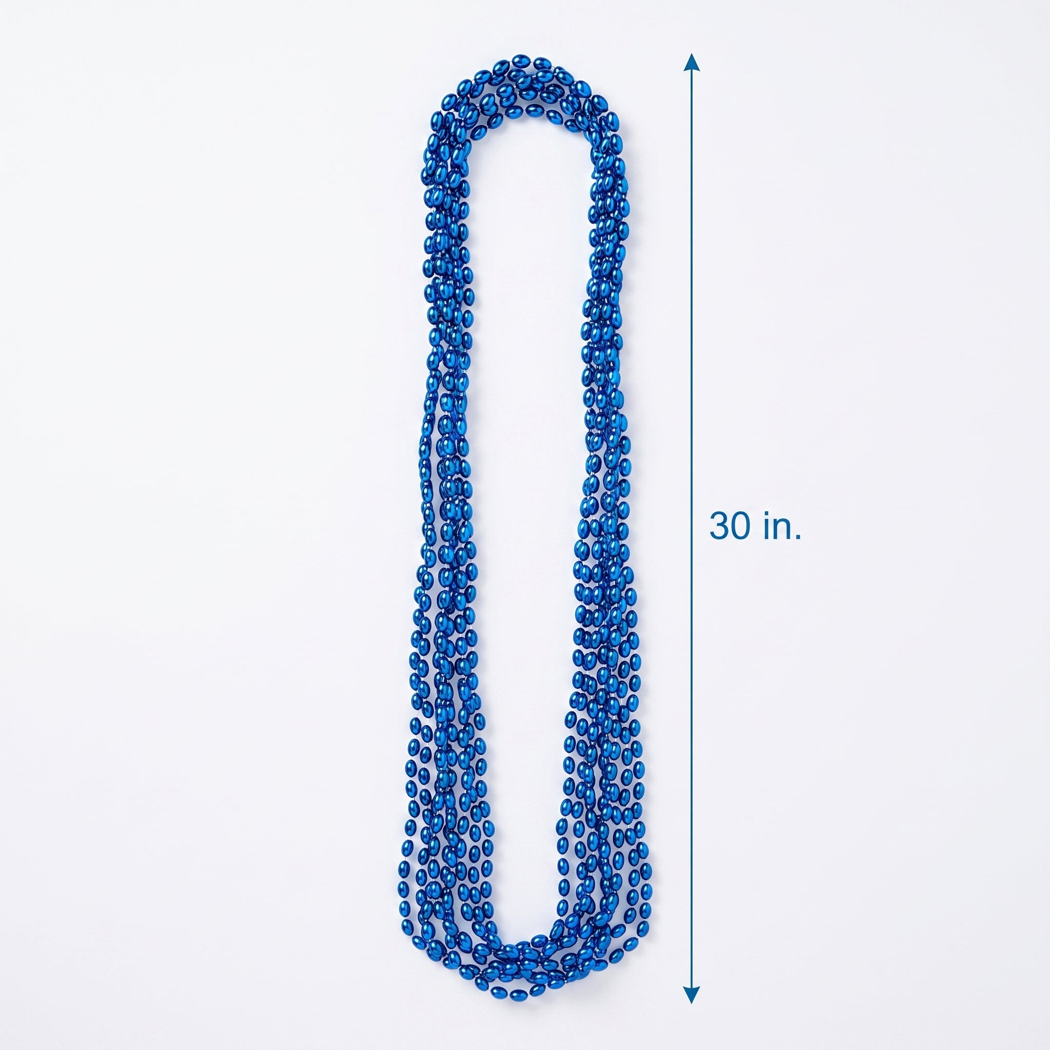 Royal Blue Metallic Bead Necklaces, 30-Inch, 8-Pack