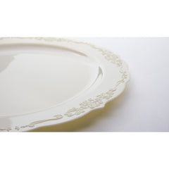 10 In. Ivory Victorian Design Plates - 20 Ct.