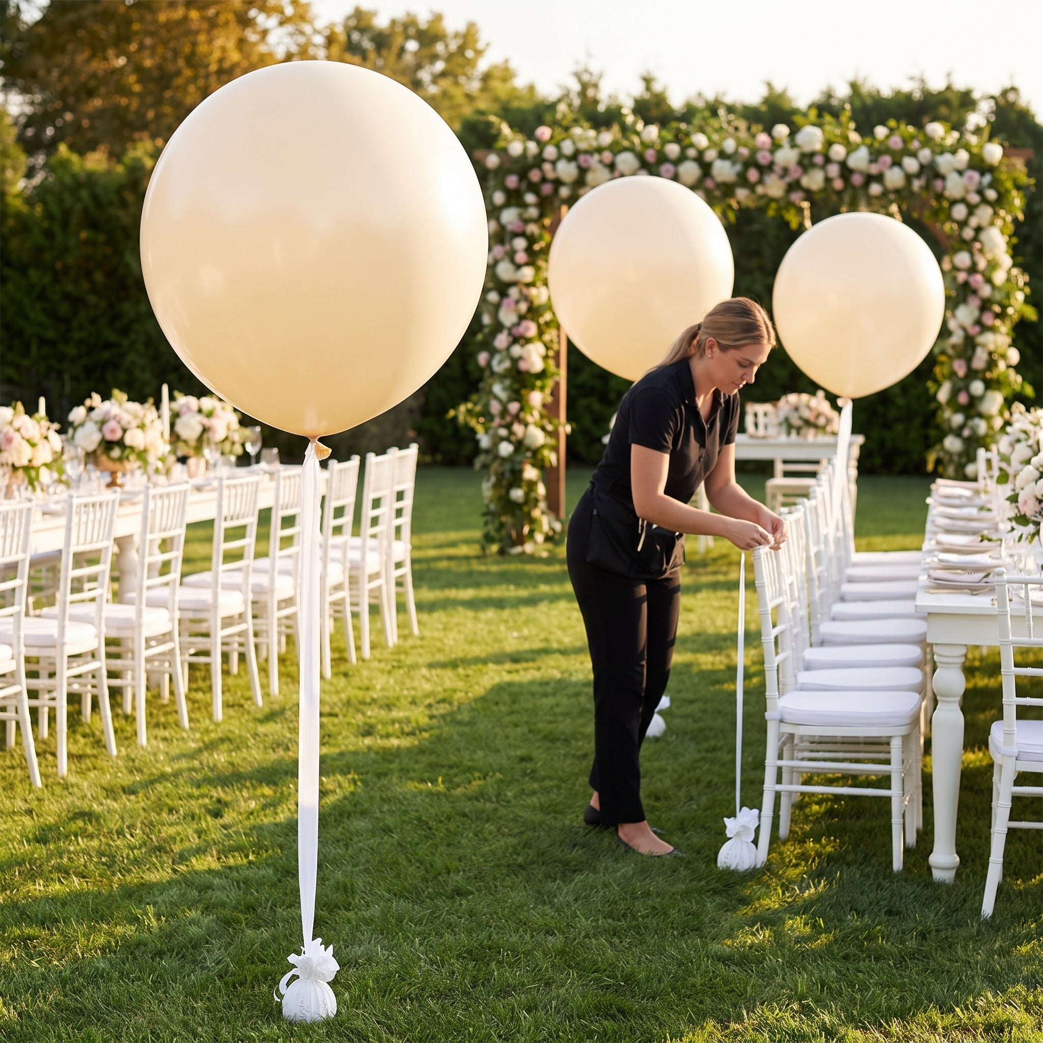 Premium Vanilla Latex Balloons - 24" (4 Pack)