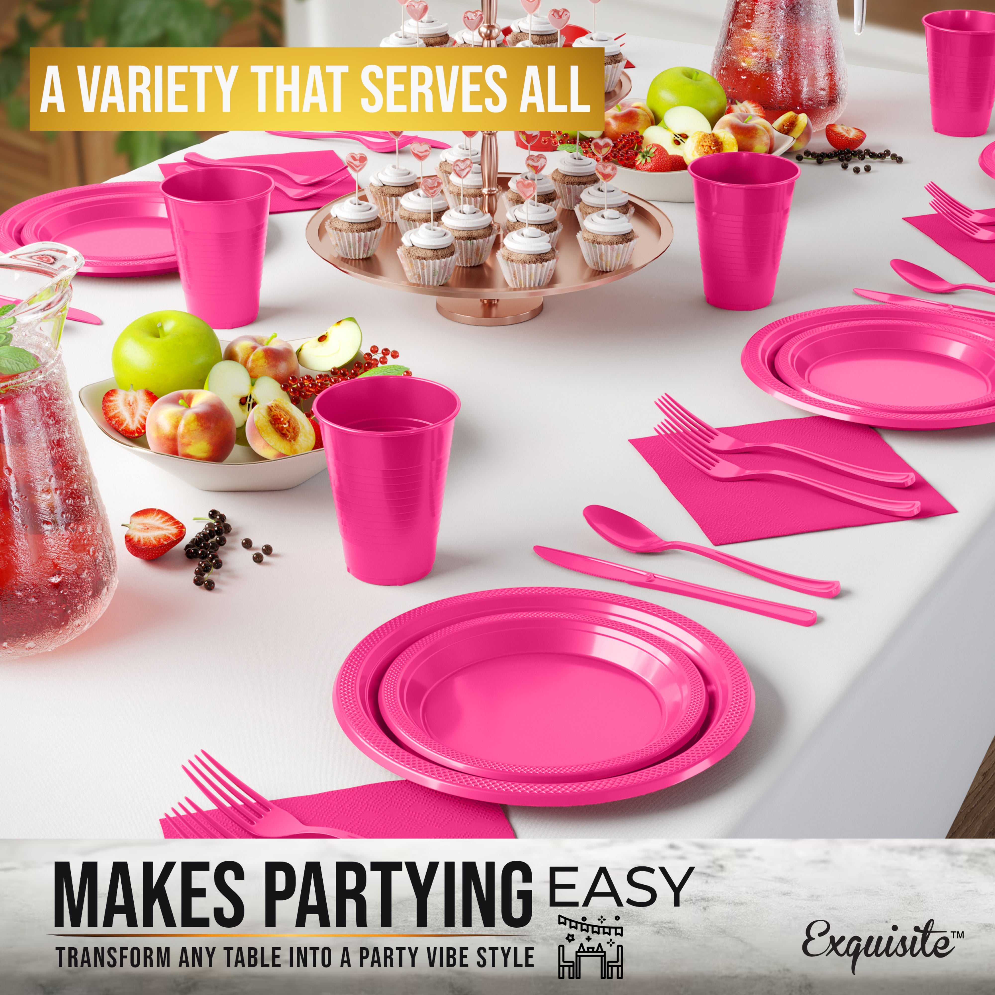 182 Piece Combo Set - Service For 26 - Hot Pink