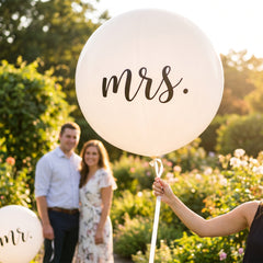 Elegant "Mrs." Wedding Latex Balloon, 24-Inch - White/Black
